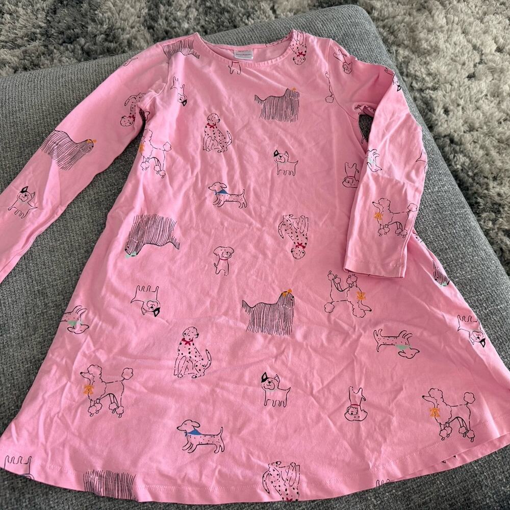 Hanna Anderson l/s doggy dress-130 size 8